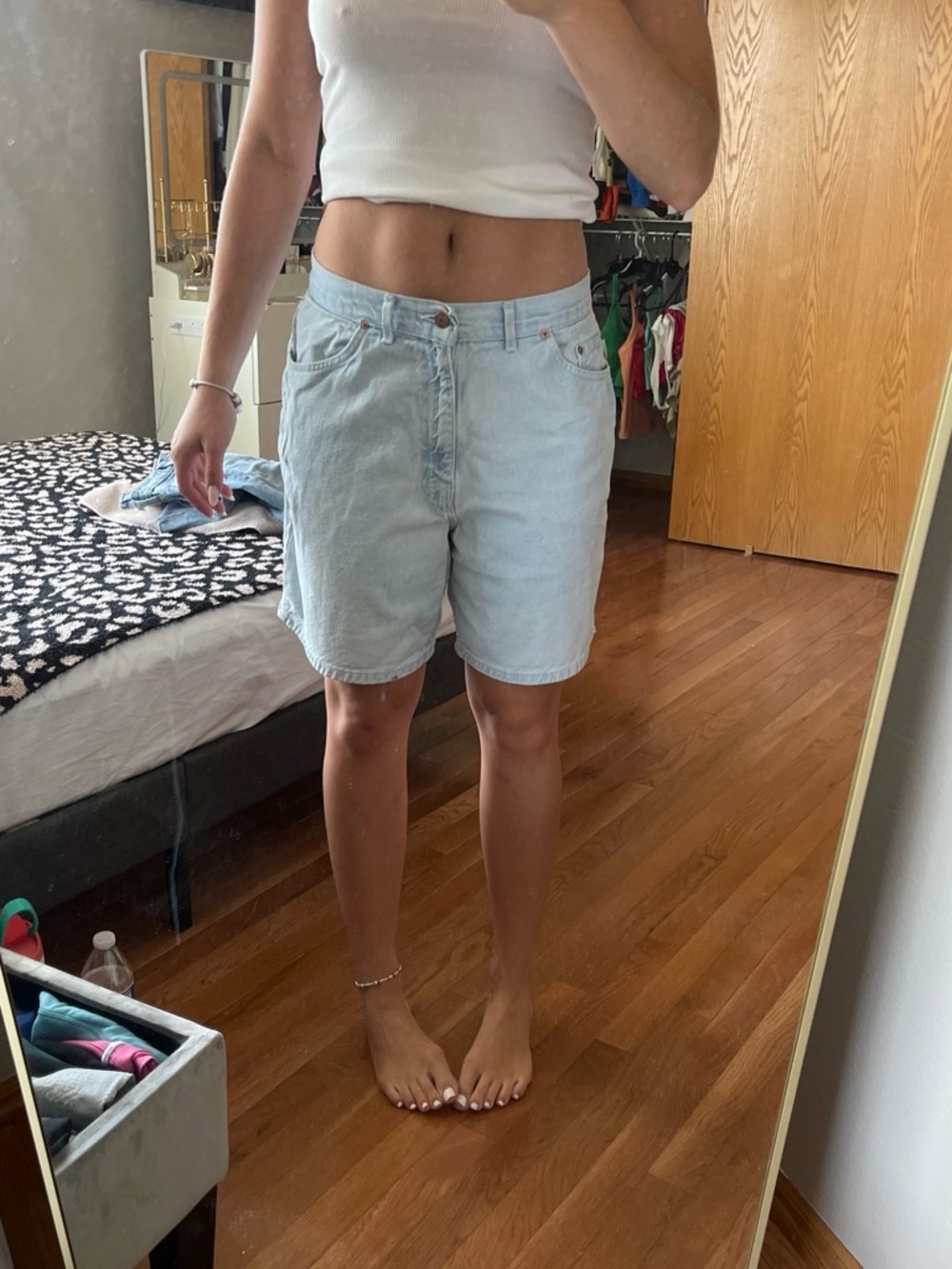 chic Light Blue High-Rise Denim Shorts